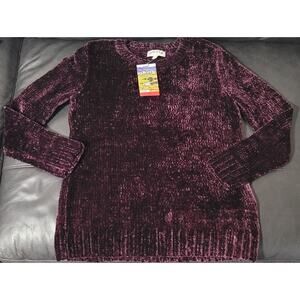 Orvis Sweater Women Sz. M Chenille Ribbed Tunic Length Plum Purple Cozy/Relaxed